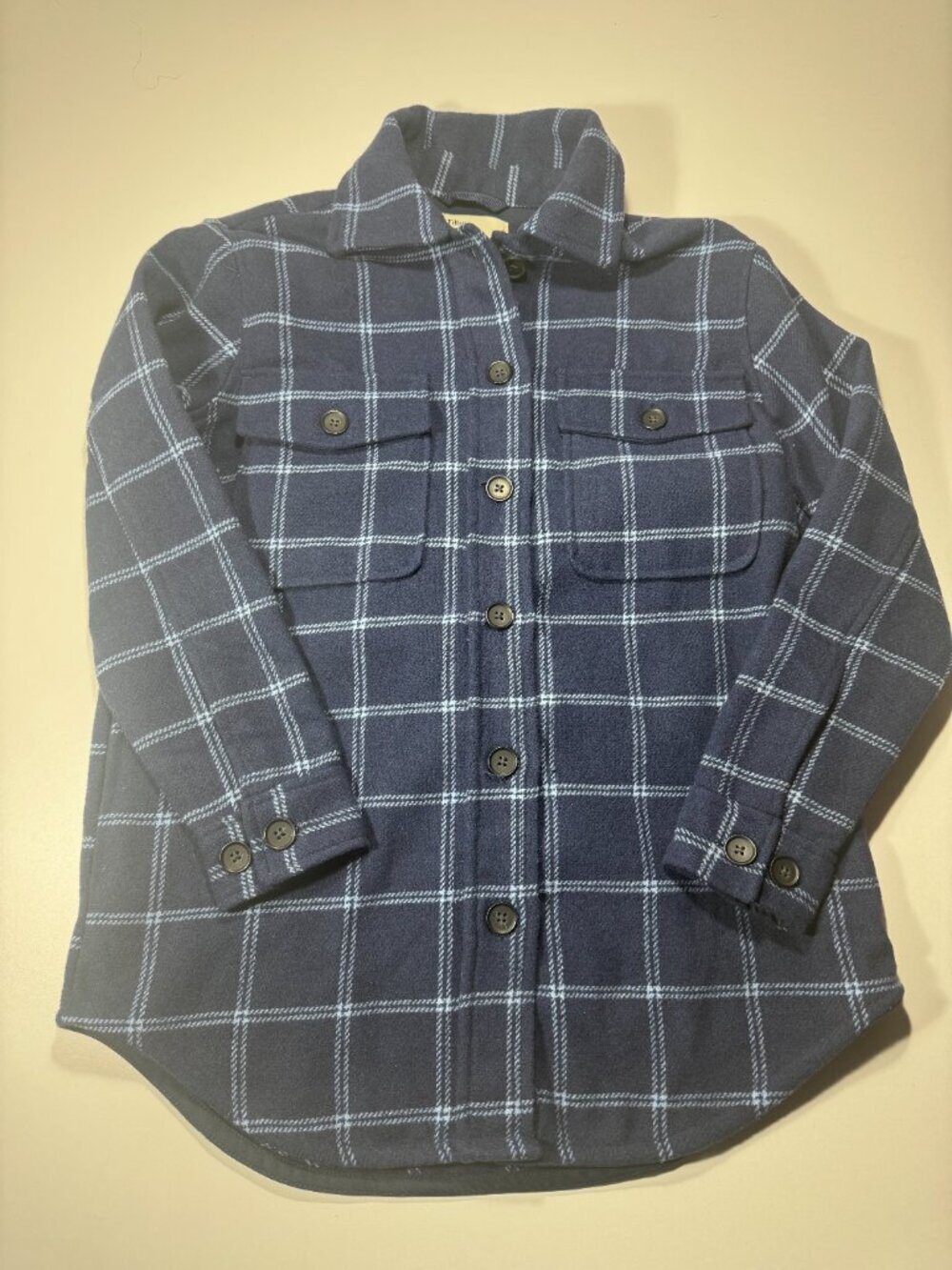 Tilley Navy Windowpane Plaid Overshirt Jacket XS Soft Wool Blend Shacket - Picture 2 of 11